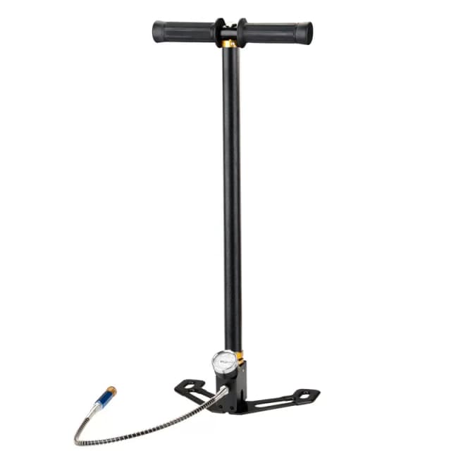 Original black three-stage PCP hand pump with pressure gauge